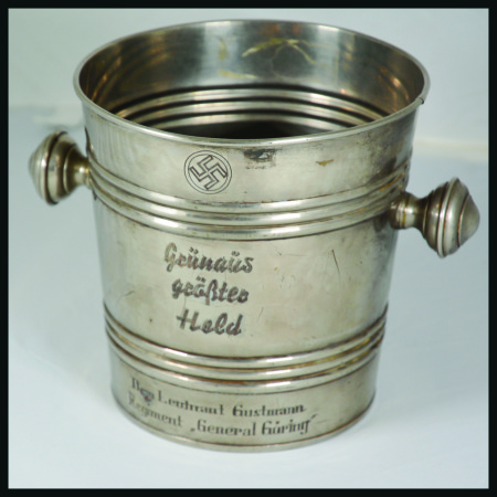 Stamp of Olympics » 1936 Berlin » Other Memorabilia Airforce Regiment "General Goering" hand engraved champagne bucket in silvered metal presented to Gerhard Gustmann