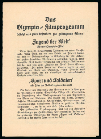 Stamp of Olympics » 1936 Garmisch-Partenkirchen Brochure for "Jugend der Welt", the Winter Olympia Film about Garmisch-Partenkirchen