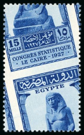 Stamp of Egypt » Commemoratives 1927 Statistical Congress set of three values with oblique perforations, 