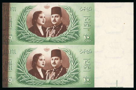 Stamp of Egypt » Commemoratives 1951 Royal Wedding of King Farouk and Queen Narriman, 10m green and red-brown,  