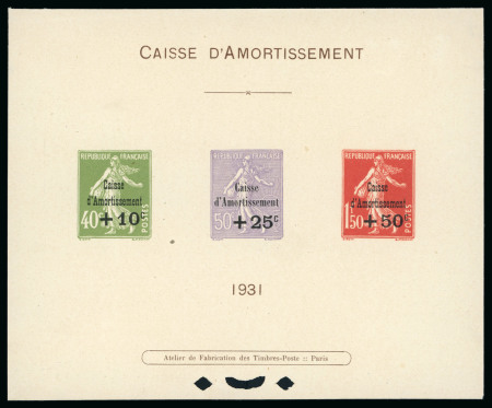 Stamp of France » Émissions à partir de 1900 1931, Épreuve collective Caisse d'Amortissement Y&T