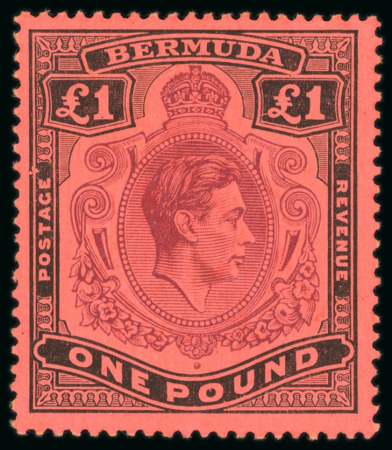 Stamp of Bermuda 1938-53 MCA £1 purple and black, mint, fresh and very