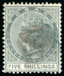 Stamp of Trinidad and Tobago » Tobago 1879 CC 5s slate, used, fine and scarce (SG £800)