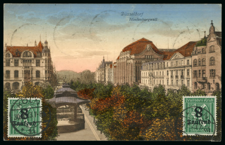 Stamp of Germany 1923 Ppc franked at pictureside 30Pf green surcharged