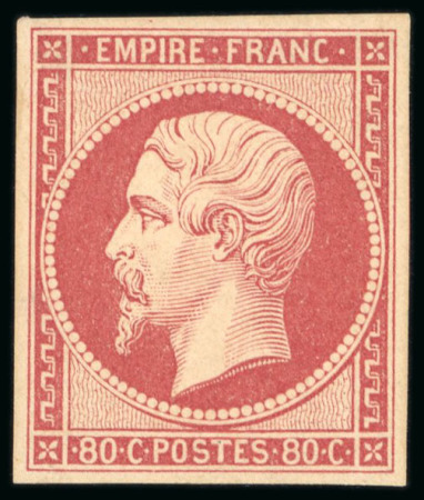 Stamp of France » Empire 1853-1862 1859, Empire non dentelé Y&T n°17B 80 centimes rose