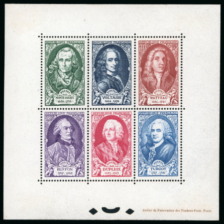 Stamp of France » Blocs et Feuillets 1949, Bloc spécial gommé Célébrités du XVIIIeme