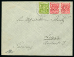Stamp of Kenya, Uganda and Tanganyika » British East Africa Taveta: 1901 (Aug 21) "von Schwartz" envelope to Germany with 1896-1901 1/2a and two 1a tied by hatched circle ds