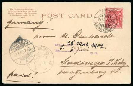 Stamp of Kenya, Uganda and Tanganyika » British East Africa Lamu: 1902 (May 9) "Station of the Neukirchen Missionary Society" picture postcard sent to Germany 