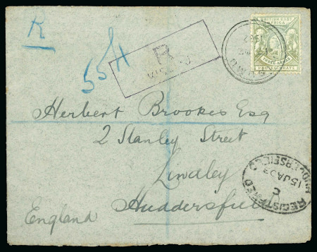 Stamp of Kenya, Uganda and Tanganyika » British East Africa Kisumu: 1902 (Dec 17) Envelope sent registered to England with 1896-1901 3a
