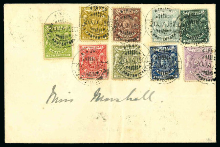 Stamp of Kenya, Uganda and Tanganyika » British East Africa Kikuyu: 1903 (Jan 20) "Marshall" envelope with 1896-1901 1/2a to 8a (9 values) 