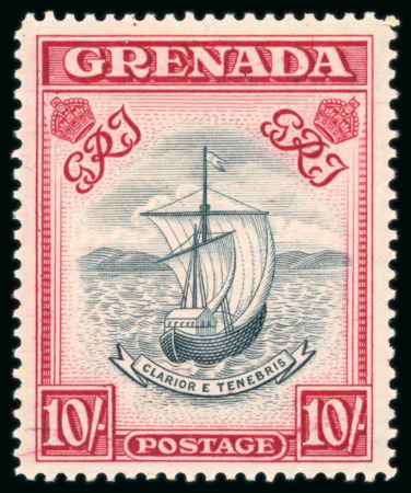 Stamp of Grenada 1938-50 10s slate-blue & bright carmine, perf. 14, mint