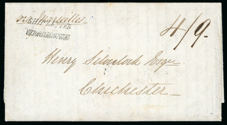 Stamp of Hong Kong 1850 (Jun 21) Entire from Canton, China, to England, sent via Hong Kong "SHIP LETTER / VICTORIA HONG KONG" hs