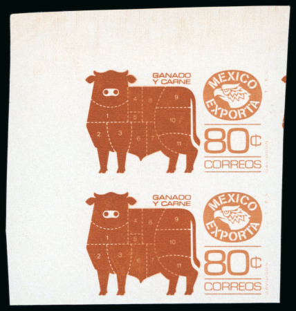 Stamp of Mexico 1975-87 Meat cuts marked on steer 80c bright carmine,