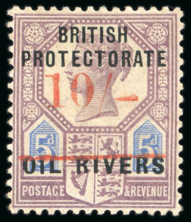Stamp of Nigerias » Niger Coast Protectorate 1893 Old Calabar provisional surcharge 10s on 5d dull purple and blue, type 12 in vermilion, mint 