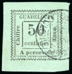 Stamp of Colonies françaises » Guadeloupe 1884, Taxe n°12a vert-bleu O, cote Y&T 1'500€, signé