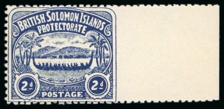 Stamp of British Solomon Islands 1907 2d Indigo with variety imperforate between margin,