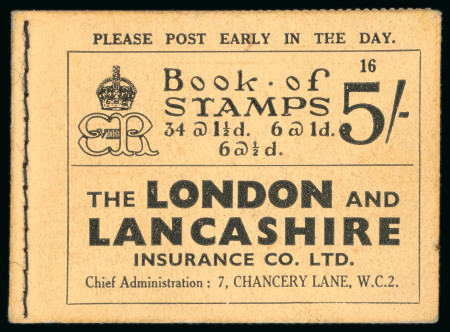 Stamp of Great Britain » Booklets 1937 KEVIII 5s booklet, very fine (S.G. £275).