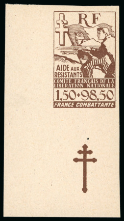 Stamp of Colonies françaises 1943, Essai de couleur marron sur fond blanc Y&T n°6E