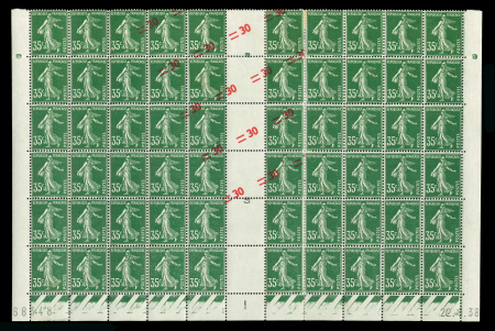 Stamp of France » Émissions à partir de 1900 1940-1941, Fragment de feuille de 60 timbres Semeuse