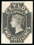 Stamp of Ceylon 1857-59 4d, 6d, 10s, 1s and 2s plate proofs in black on wove paper
