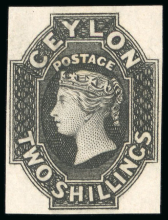 Stamp of Ceylon 1857-59 4d, 6d, 10s, 1s and 2s plate proofs in black on wove paper