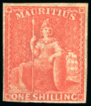 Stamp of Mauritius » 1858-62 Britannia Issues (SG 26-35) 1859-61 Britannia 1s vermilion, fine to good margins, unused