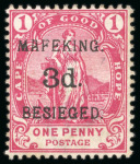 Stamp of South Africa » Mafeking 1900 COGH 1d on 1/2d & 3d on 1d "Standing Hope" mint & unused respectively, and "Seated Hope" 6d on 3d and 1s on 4d used 