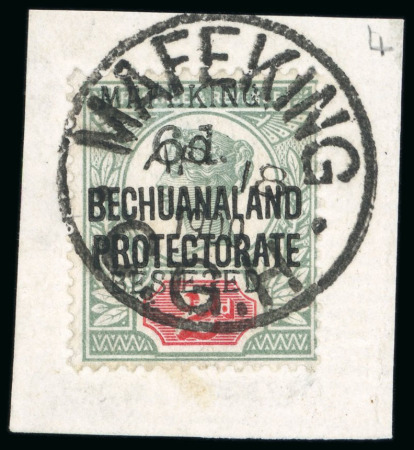 Stamp of South Africa » Mafeking 1900 GB Jubilee 6d on 2d (pos.4 in the setting) and 6d on 3d (pos.6) with serif overprint, tied to individual pieces by Mafeking cds