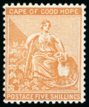 Stamp of South Africa » Cape of Good Hope 1882-83 Wmk CA 5s yellow-orange mint o.g.