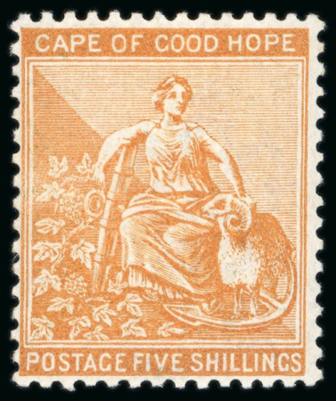 Stamp of South Africa » Cape of Good Hope 1882-83 Wmk CA 5s yellow-orange mint o.g.