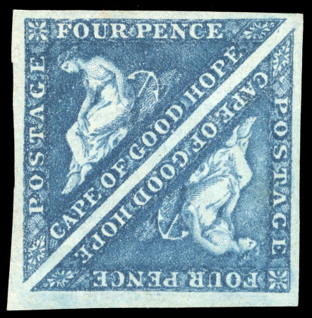 Stamp of South Africa » Cape of Good Hope 1863-64 4d deep blue pair, mint o.g., with good to large margins