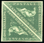 Stamp of South Africa » Cape of Good Hope 1855-63 1s deep dark green pair, mint o.g.