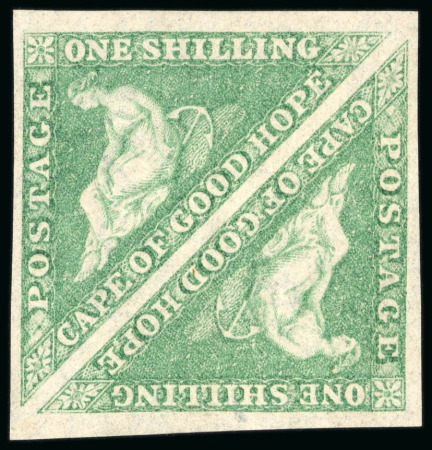 Stamp of South Africa » Cape of Good Hope 1863-64 1s bright emerald green pair, mint o.g.