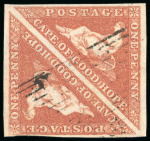 Stamp of South Africa » Cape of Good Hope 1853 1d brick-red on slightly blued paper in used pair