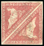 Stamp of South Africa » Cape of Good Hope 1855-63 1d rose in used pair, with fine to good margins, light triangular cancel