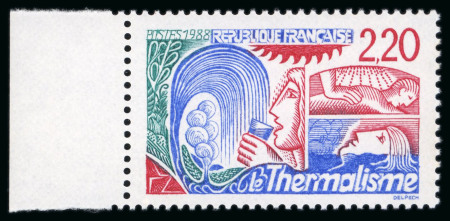 Stamp of France » Émissions à partir de 1900 1988, Thermalisme avec la variété faciale en rouge