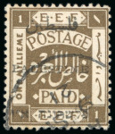 Stamp of Palestine and Holy Land » E.E.F & British Administration 1921 1m sepia, perf.14, with overprint type SG 6a, neatly used with cds