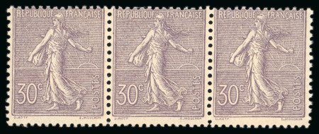 Stamp of France » Émissions à partir de 1900 1903, Bande de 3 horizontale Type Semeuse 30 centimes