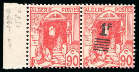 Stamp of Colonies françaises » Algérie 1939-1940, Y&T n°158c surchargé tenant à non surchargé