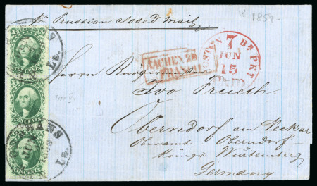 Stamp of United States » 1857-61 Issue 1859 (Jun 4) Wrapper from New Orleans to Oberndorf am Neckar (Wurttemberg), paying the Prussian closed mail rate