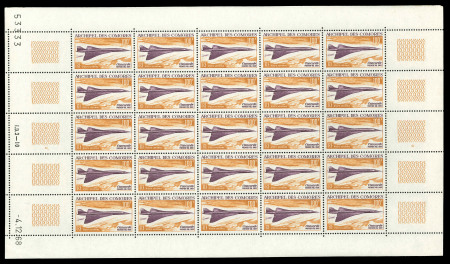 Stamp of Colonies françaises » Comores 1969, Feuille complète Concorde PA 29 **, coin daté