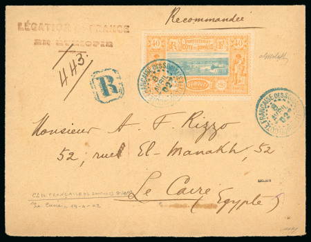 Stamp of Colonies françaises » Côtes des Somalis 1902, Enveloppe recommandée de la Légation de France