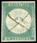 Stamp of Large Lots and Collections Uruguay: 1856-60, Album page with four 1856 Diligencia 60c with three unused and one used