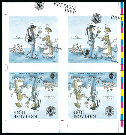 Stamp of France » Émissions à partir de 1900 1986, Feuille d'essai de 4 blocs CNEP Y&T n°7 Bretagne