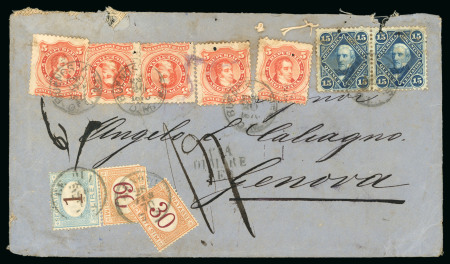 Stamp of Argentina 1870 (Jan 20) Envelope from Buenos Aires to Italy, underpaid with postage dues