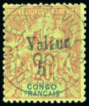 Stamp of Colonies françaises » Congo 1900, Y&T n°25 O 20 centimes brique sur vert surchargé