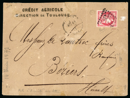 Stamp of France » Emission de Bordeaux 1870 1871, Lettre avec tampon d'expéditeur "Crédit Agricole