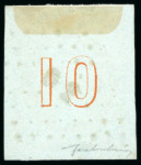 Stamp of Greece » Large Hermes Heads » 1861 Paris print 10L Orange on blue paper, used, large even margins,