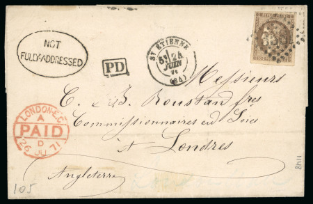 Stamp of France » Emission de Bordeaux 1870 1871, Lot de 2 lettres pour Londres affranchissement