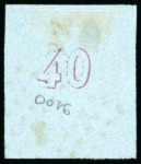 Stamp of Greece » Large Hermes Heads » 1861-62 First Athens Print - Fine prints 40L Mauve on blue, used, very large margins, partial